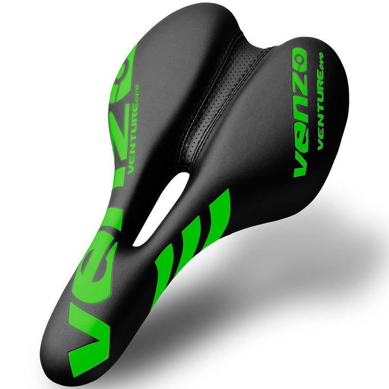 Venzo Comfortable Bike Bicycle Saddle Seat - for MTB, Road, Exercise, Trekking, Folding, Hybrid & Cruiser Bikes - XC Saddle Seat - Green - Image 1